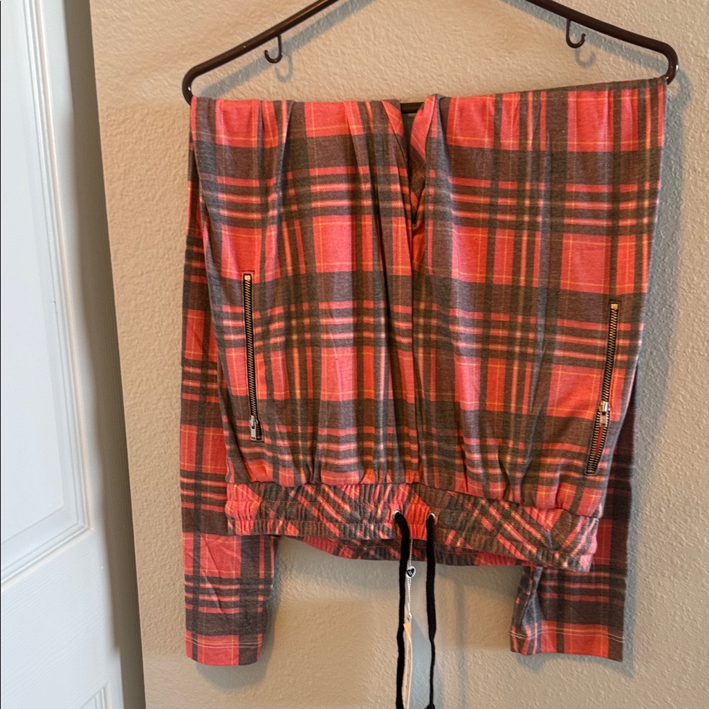 Wildfox Gray And Pink Plaid Top